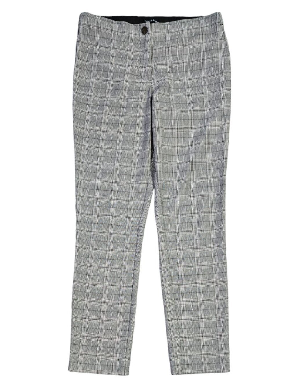 Violets & Roses Black White Plaid Ankle Trousers Elastic Waistband Stitch Fix